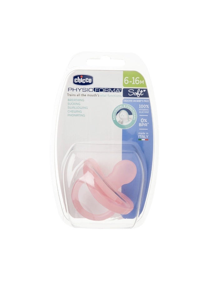 Chicco PhysioForma Soft Silicone Pacifier 6-16m Pink - Image 1