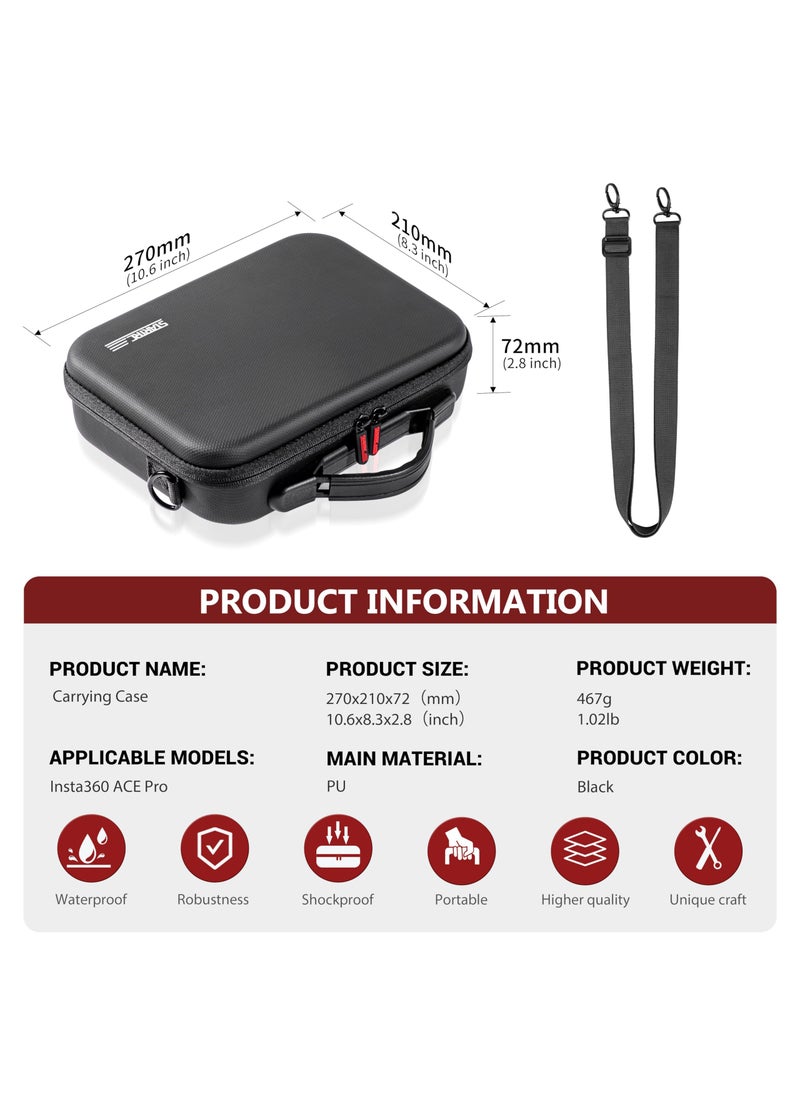 Generic - Carrying Case for Insta360 Ace Pro, Portable PU Storage Protective Bag for Insta360 Ace Pro Accessories, Waterproof Case for Insta360 Ace Pro, for Insta360 Ace Action Camera - Image 1