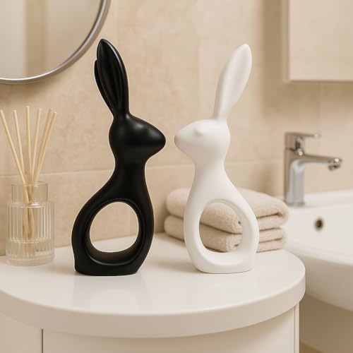 SRJANA Home Decor Rabbit Pair Elegant Design (Black & White) - Image 5