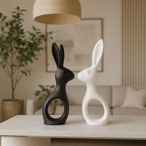 SRJANA Home Decor Rabbit Pair Elegant Design (Black & White) - Image 2