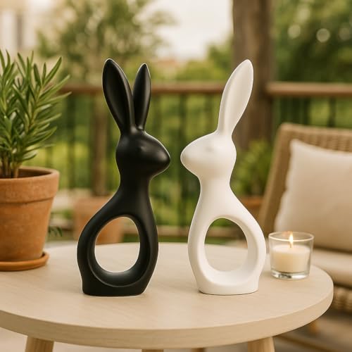 SRJANA Home Decor Rabbit Pair Elegant Design (Black & White) - Image 4