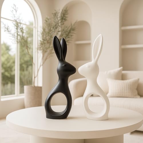 SRJANA Home Decor Rabbit Pair Elegant Design (Black & White) - Image 1