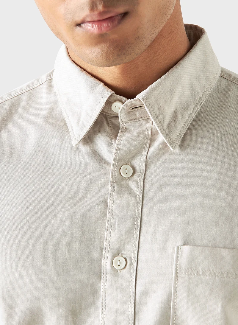 Lee Cooper Lee Cooper Solid Shirt with Long Sleeves and Pocke
