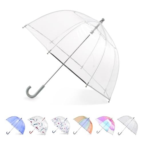 totes Kids Clear Bubble Umbrella with Dome Canopy, Lightweight Design, Wind and Rain Protection Umbrella, Clear, Kids - 38" Canopy - Image 1