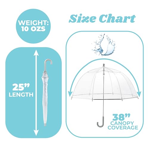 totes Kids Clear Bubble Umbrella with Dome Canopy, Lightweight Design, Wind and Rain Protection Umbrella, Clear, Kids - 38" Canopy - Image 5