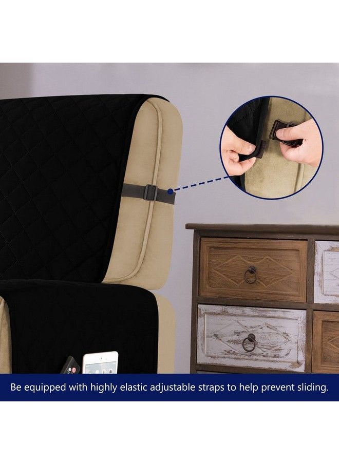 subrtex Recliner Chair Covers Large Recliner Sofa Slipcovers Reversible Washable Recliner Chair Protector With Elastic Adjustable Strap (Large Black)  - Image 3
