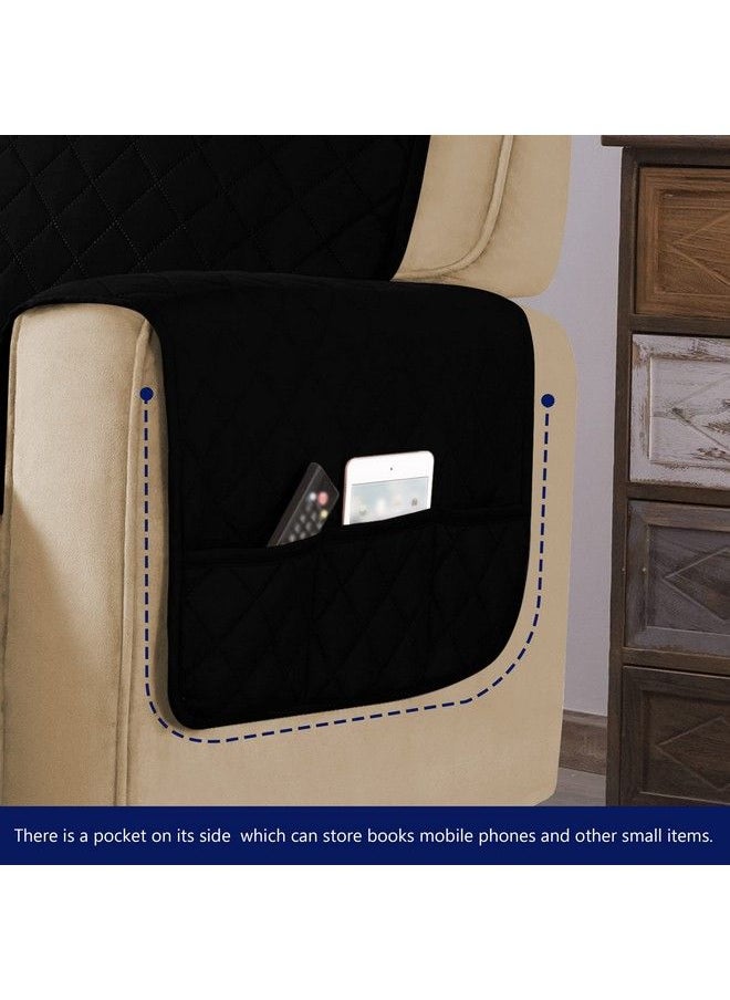 subrtex Recliner Chair Covers Large Recliner Sofa Slipcovers Reversible Washable Recliner Chair Protector With Elastic Adjustable Strap (Large Black)  - Image 4