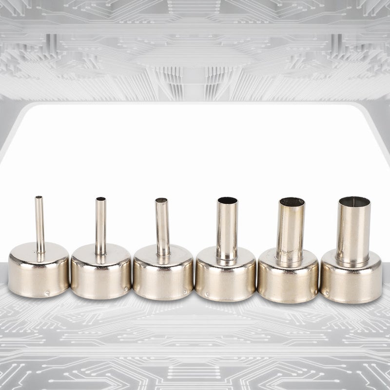 6pcs Hot Air Gun Nozzle 858 Heat Gun SMD Rework Station Accessory 3/4/5/8/10/12mm - Image 1