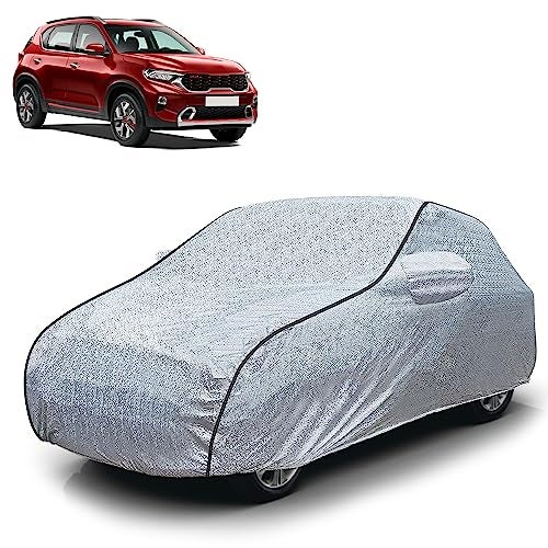 Autofy Car Cover Waterproof SilverTech-Piping for Kia Sonet [Year 2020 Onwards] - Sonet Car Cover Dust & UV Protection Sonet Car Body Cover with Mirror Pocket Soft Cotton Lining - Image 1