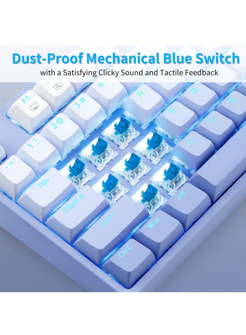 E-YOOSO Z-87 Mechanical Gaming Keyboard with Gradient Blue Pbt Keycaps Blue Switches LED Backlit Wired 87 Key Tenkeyless for Windows PC - Image 2