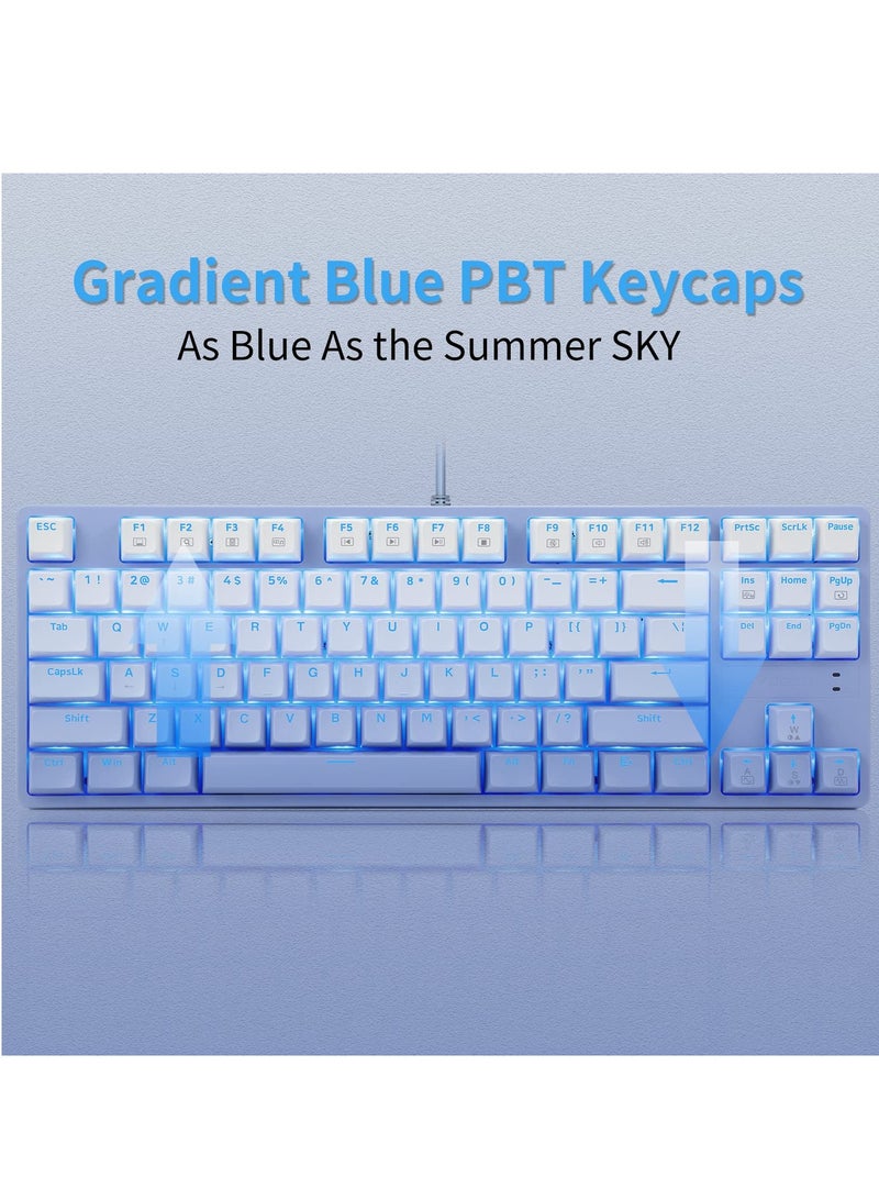 E-YOOSO Z-87 Mechanical Gaming Keyboard with Gradient Blue Pbt Keycaps Blue Switches LED Backlit Wired 87 Key Tenkeyless for Windows PC - Image 3