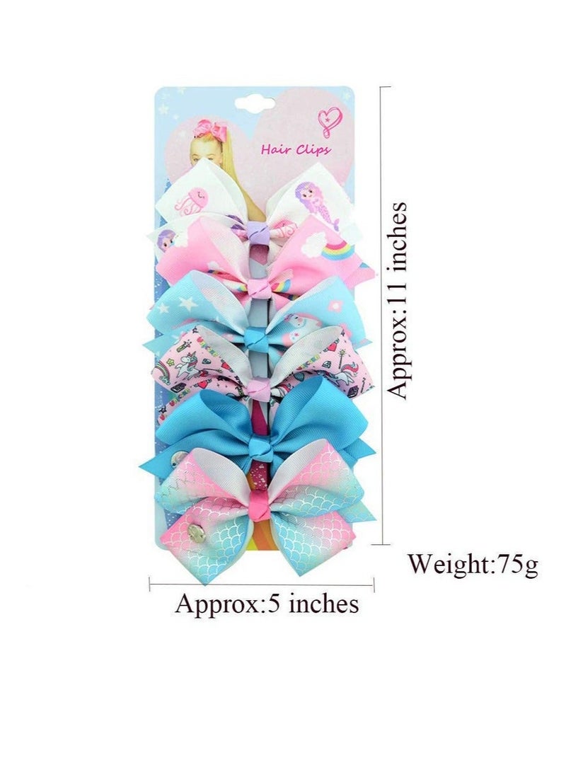 XiuWoo 12 Pcs Bows Hairpins, Unicorn Grosgrain Ribbon Hair Barrettes, Toddler Girls Bow Clips, Suitable for Teens Kids Birthday Gift Holiday Present - Image 3