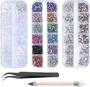 Scettar 4200pcs Rhinestones for Nails Nail Glitter Sequins Nail Decals with Crystals Nail Gems Diamonds for Nail Art Including Wax Pencil for Rhinestones And Rhinestone Picker - Image 1