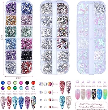 Scettar 4200pcs Rhinestones for Nails Nail Glitter Sequins Nail Decals with Crystals Nail Gems Diamonds for Nail Art Including Wax Pencil for Rhinestones And Rhinestone Picker - Image 2