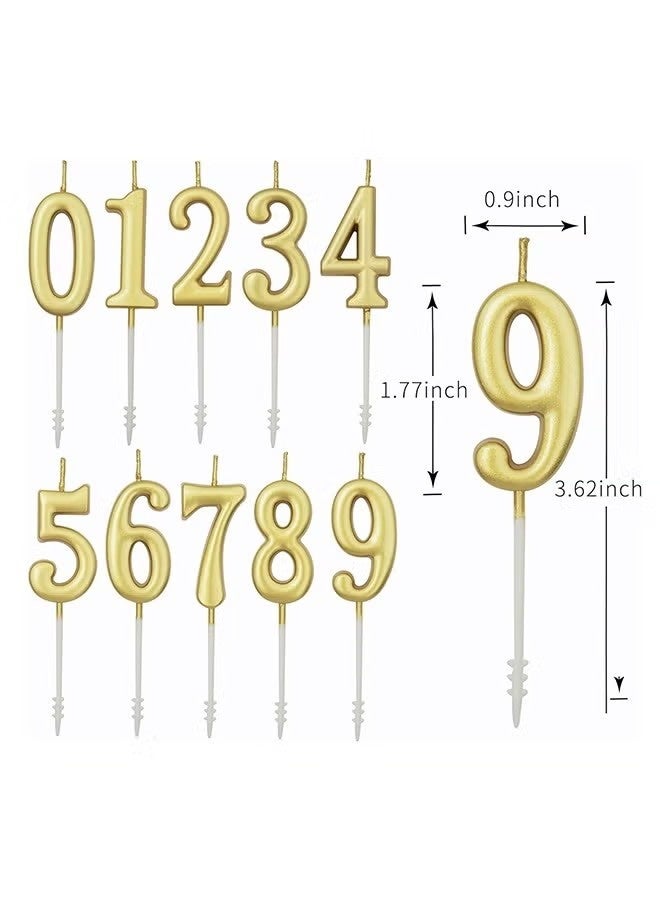 10 Pcs Numeral Birthday Candles Set, Glitter Cake Candles, Cupcake Candles for Birthday Wedding & Lucky Party Cake Decorations (Golden) - Image 2