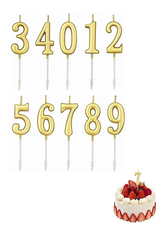 10 Pcs Numeral Birthday Candles Set, Glitter Cake Candles, Cupcake Candles for Birthday Wedding & Lucky Party Cake Decorations (Golden) - Image 1
