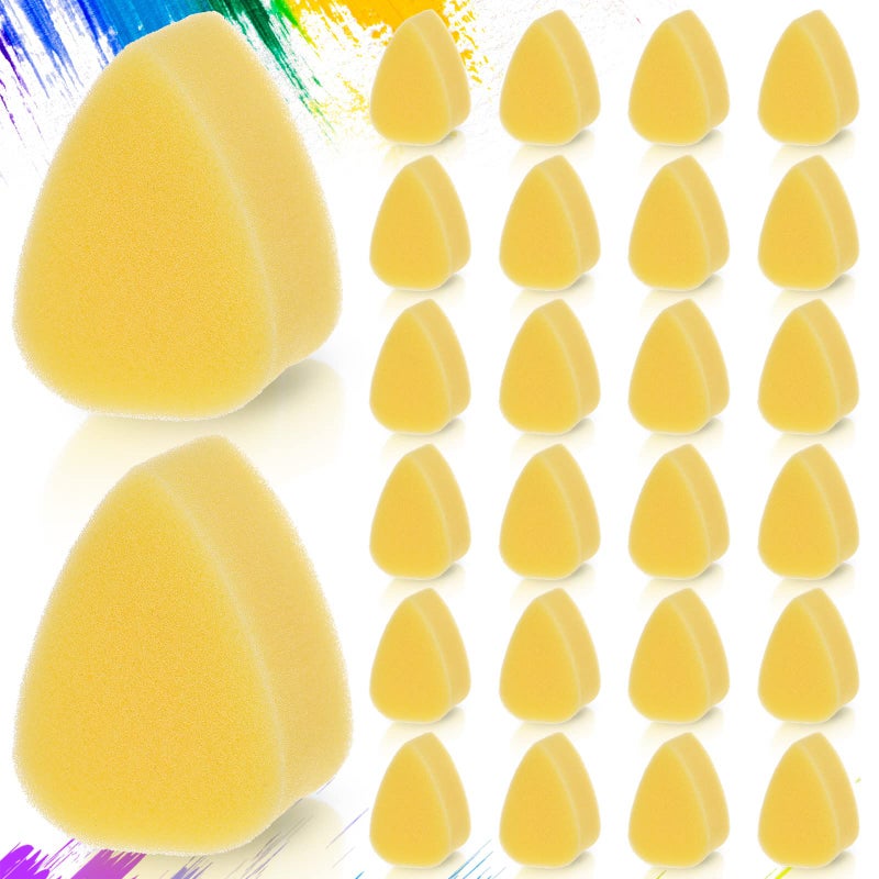 Yinkin 24 Pcs Face Paint Sponge Petal Face Painting Oval Sponges High Density Face Painting Supplies for Kids Adults Art Work Halloween Makeup Body Paint Yellow