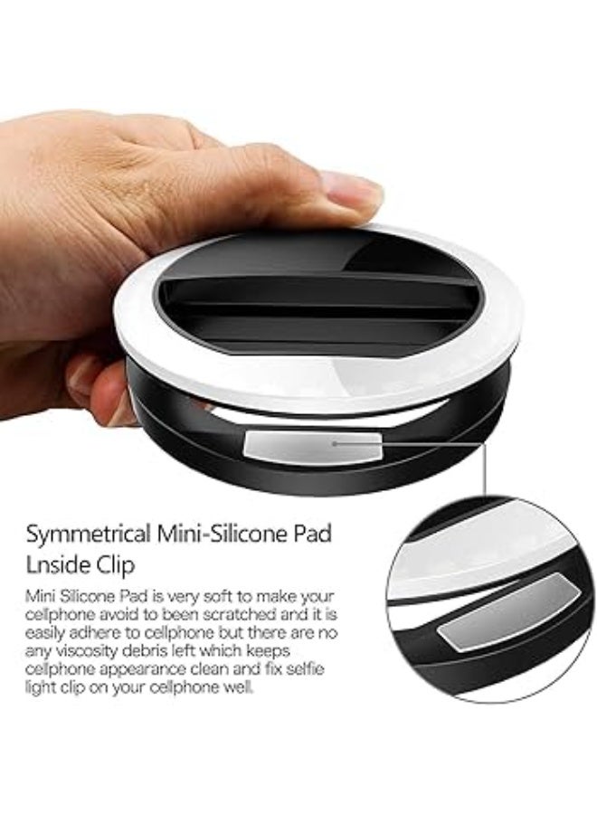 حلقة إضاءة محمولة لصور السيلفي للموبايل قابلة لإعادة الشحن، 3 أوضاع سطوع -  قابلة لإعادة الشحن، حلقة إضاءة مثالية - اسود - Image 3