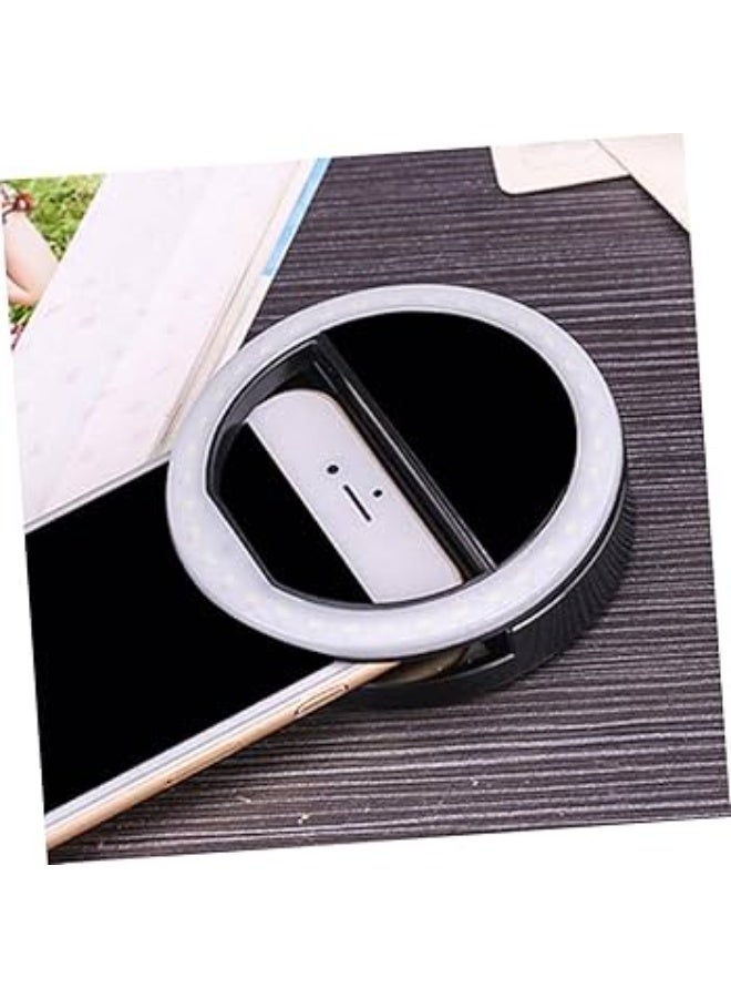 حلقة إضاءة محمولة لصور السيلفي للموبايل قابلة لإعادة الشحن، 3 أوضاع سطوع -  قابلة لإعادة الشحن، حلقة إضاءة مثالية - اسود - Image 4