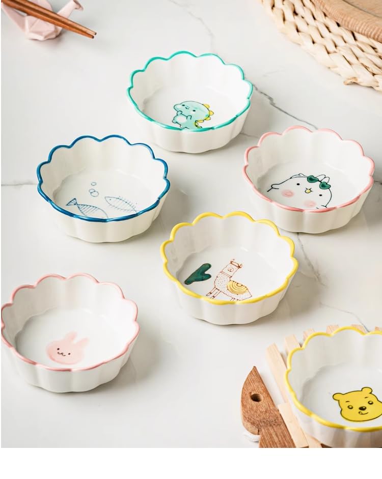 LUANA ENTERPRISE Mix Pattern Household Small Ceramic Bowl Set,Ceramic Dining Japanese Raman Seasoning Dish,Side Dishes for Snack and Dip Serving Bowl Set,Creative Tableware Dipping Bowls (Set of 12) - Image 3