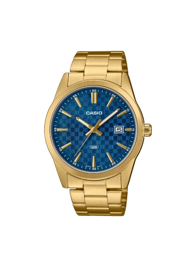 Casio MTP-VD03G-2AUDF Men’s Analog Gold-Tone Stainless Steel Watch – Blue Dial, Slim Design, Date Display, Water Resistant - Image 1