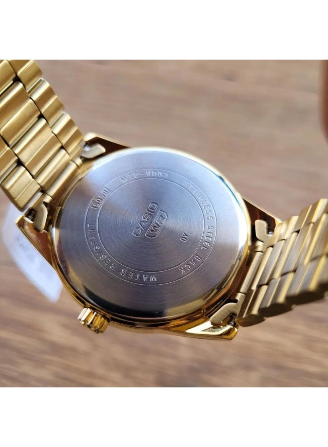 Casio MTP-VD03G-2AUDF Men’s Analog Gold-Tone Stainless Steel Watch – Blue Dial, Slim Design, Date Display, Water Resistant - Image 4