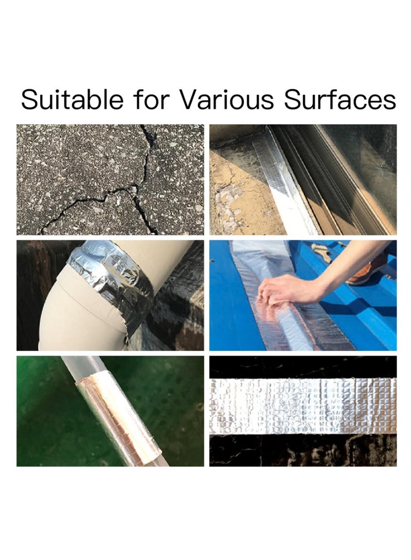Butyl Tape Waterproof Tape Aluminum Foil Tape, Suitable for RV Repair, Windows, Silicone, Ship and Pipe Sealing, Glass and EDPM Rubber Roof Repair, Silver (Large Square Ordinary Type Width 10CM*Length 10M)  - Image 4