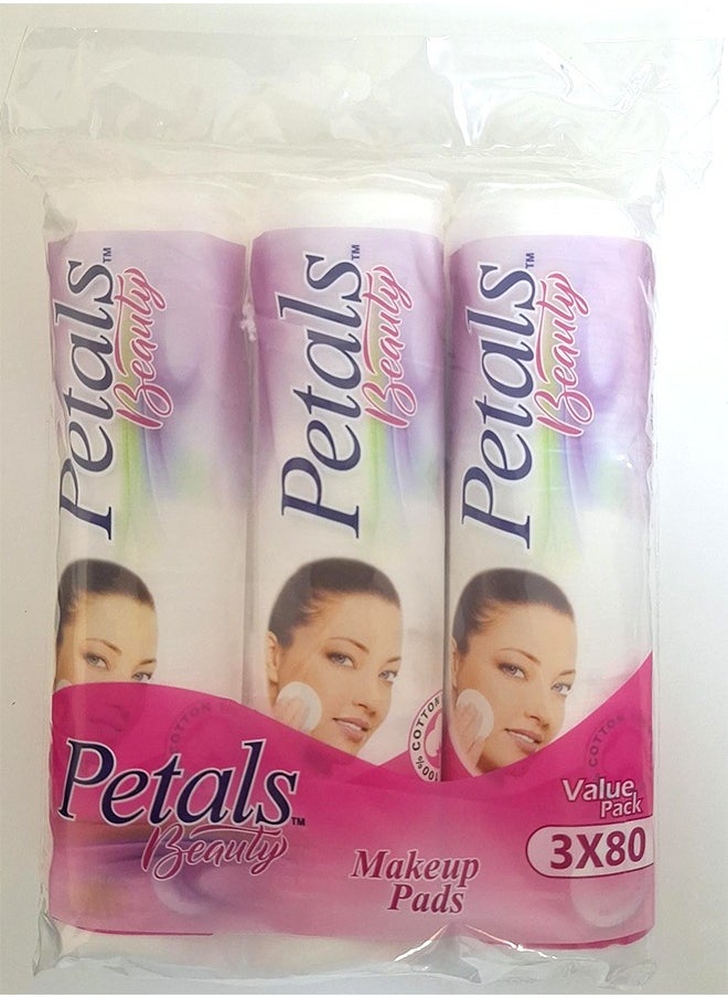 Beauty Makeup Cotton Pads 80 Pads Pack of 3