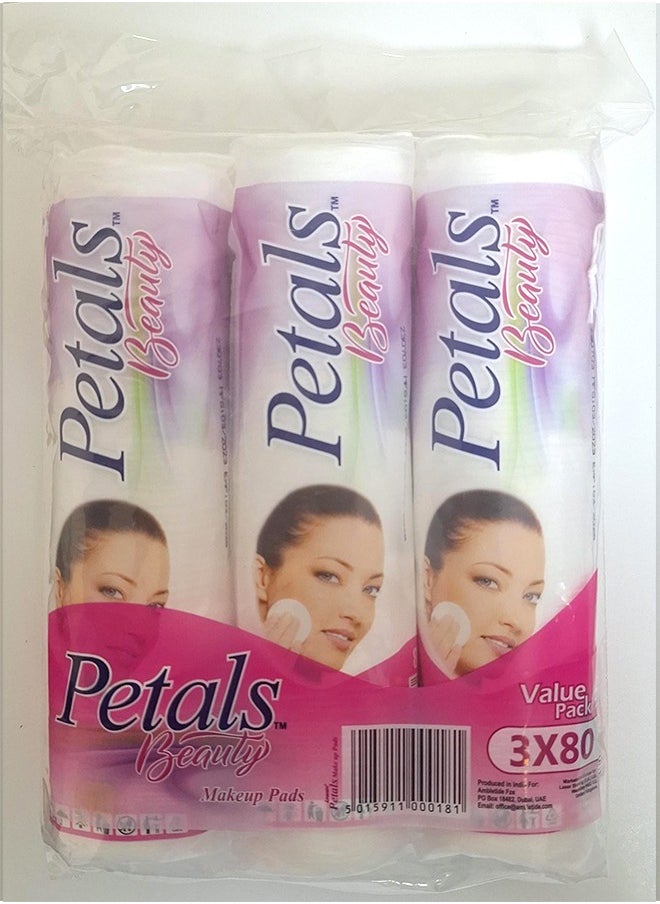 Beauty Makeup Cotton Pads 80 Pads Pack of 3