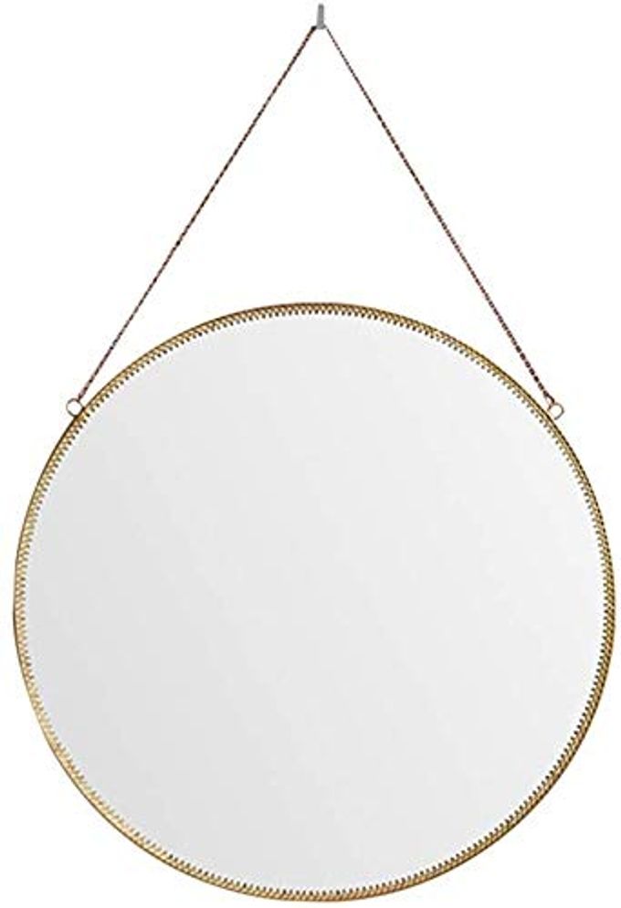 GLASS DECORATIVE ROUND HANGING VINTAGE WALL MIRROR FOR HANGING HOME DECOR 30 CM FRAMED GOLD