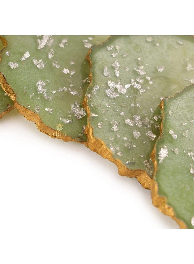 DULI Set of 6 Premium Oval Shape Resin Coasters Tea,Coffee Coasters,Tea Coasters, Coffee Coasters, Chai Pyali (10 * 8 cm) (ResinCoasters: OliveFlakes) - Image 5