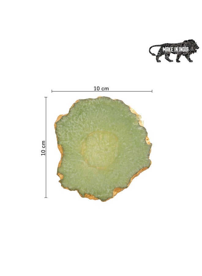 DULI Set of 6 Premium Oval Shape Resin Coasters Tea,Coffee Coasters,Tea Coasters, Coffee Coasters, Chai Pyali (10 * 8 cm) (ResinCoasters: OliveFlakes) - Image 4