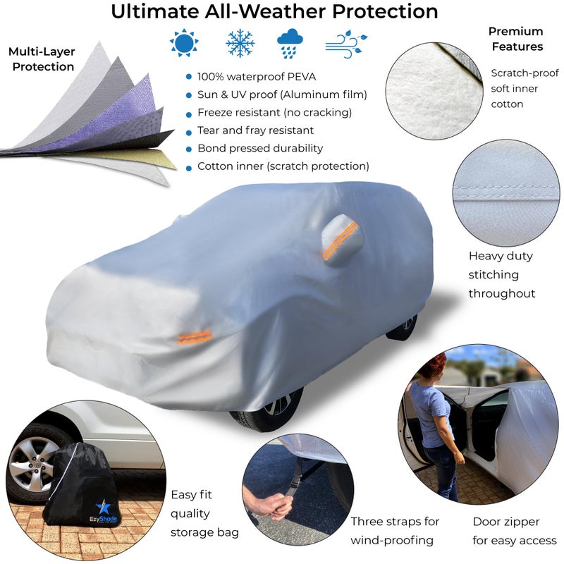 EzyShade 10-Layer SUV Car Cover Waterproof All Weather. See Vehicle Size-Chart for Accurate Fit. Outdoor Full Exterior Covers for Automobiles Heavy Duty Tarp Jeep Rav4 CRV. Size S3 (See SizeChart) - Image 2