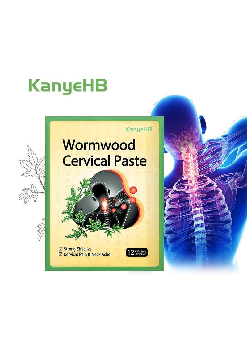 KanyeHB 12Pcs Non-woven Fabric Moxibustion Cervical Patches Cervical Pain Neck Ache Strong Effective for Shoulders Feet Back Legs - Image 1