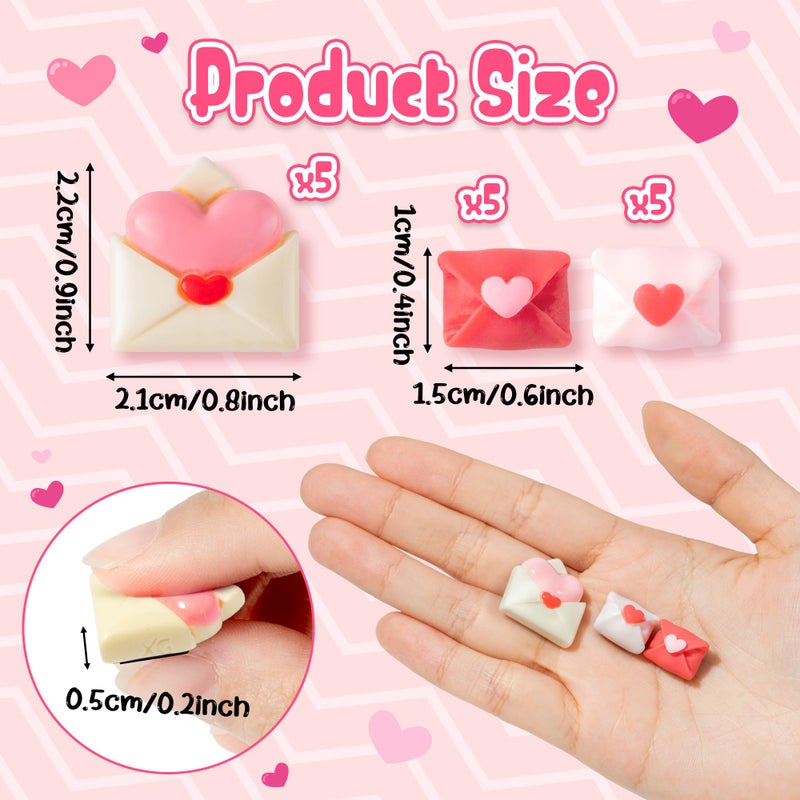 WATINC Valentines Fridge Magnets Decorations - 15PCS Valentine's Day Envelopes Refrigerator Magnetic Decorative, Mini Resin Sweet Heart Romatic Magnet Decal Stickers for Kitchen Whiteboard Locker Home - Image 2