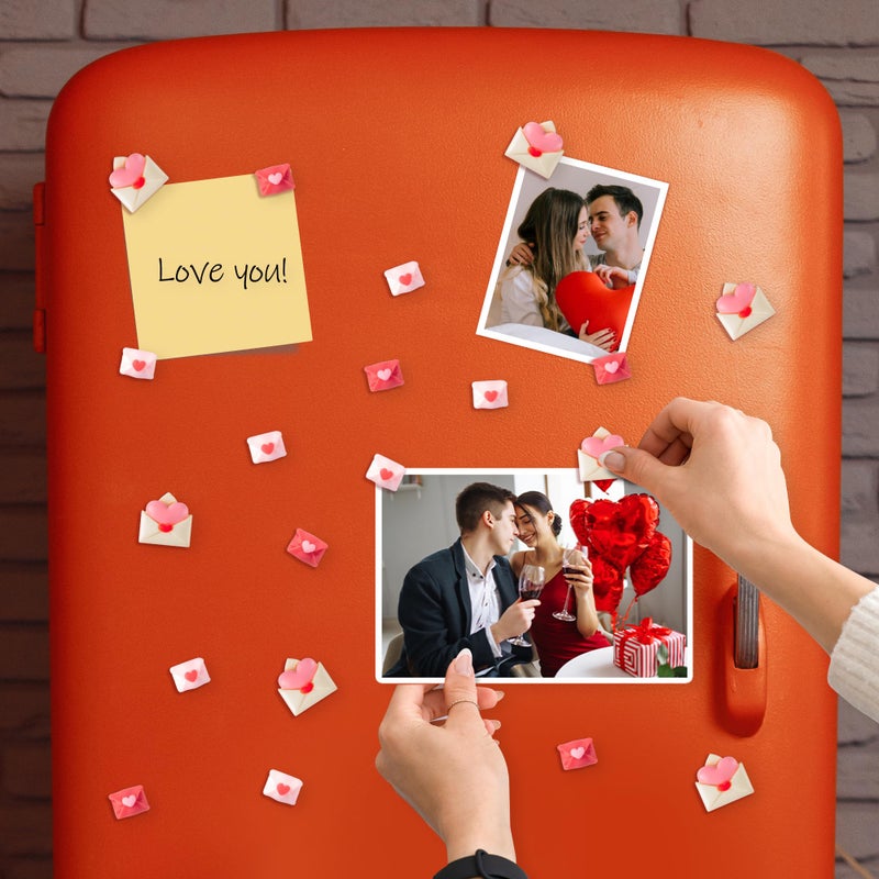 WATINC Valentines Fridge Magnets Decorations - 15PCS Valentine's Day Envelopes Refrigerator Magnetic Decorative, Mini Resin Sweet Heart Romatic Magnet Decal Stickers for Kitchen Whiteboard Locker Home - Image 5