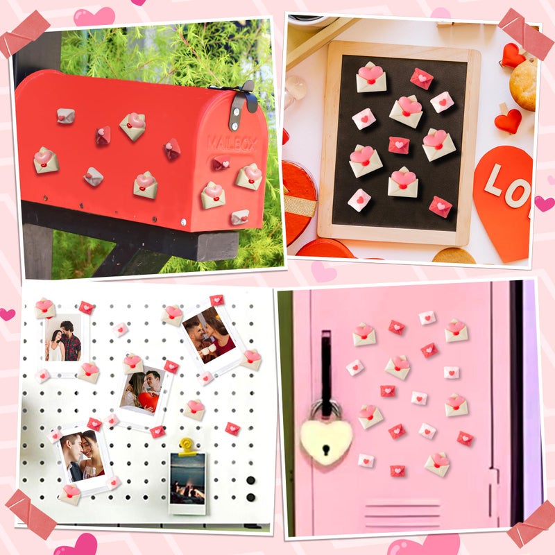 WATINC Valentines Fridge Magnets Decorations - 15PCS Valentine's Day Envelopes Refrigerator Magnetic Decorative, Mini Resin Sweet Heart Romatic Magnet Decal Stickers for Kitchen Whiteboard Locker Home - Image 4
