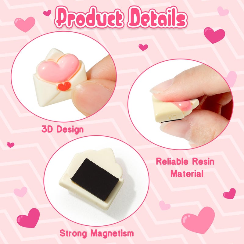 WATINC Valentines Fridge Magnets Decorations - 15PCS Valentine's Day Envelopes Refrigerator Magnetic Decorative, Mini Resin Sweet Heart Romatic Magnet Decal Stickers for Kitchen Whiteboard Locker Home - Image 3