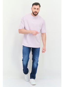 Blank Essentials Men Crew Neck Short Sleeves Brand Logo T-Shirt, Lilac  - Image 4
