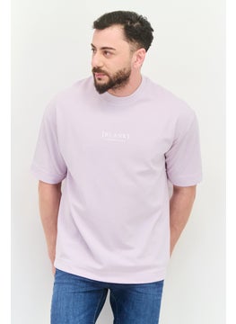Blank Essentials Men Crew Neck Short Sleeves Brand Logo T-Shirt, Lilac  - Image 1