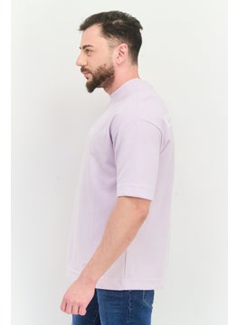 Blank Essentials Men Crew Neck Short Sleeves Brand Logo T-Shirt, Lilac  - Image 2