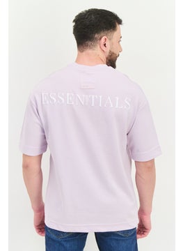 Blank Essentials Men Crew Neck Short Sleeves Brand Logo T-Shirt, Lilac  - Image 3