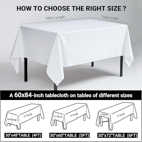 MRJ Polyester Tablecloth 60 X 84 Inch White Rectangle Table Cloth Washable Fabric Table Cover for Restaurant Hotel Wedding - Image 4