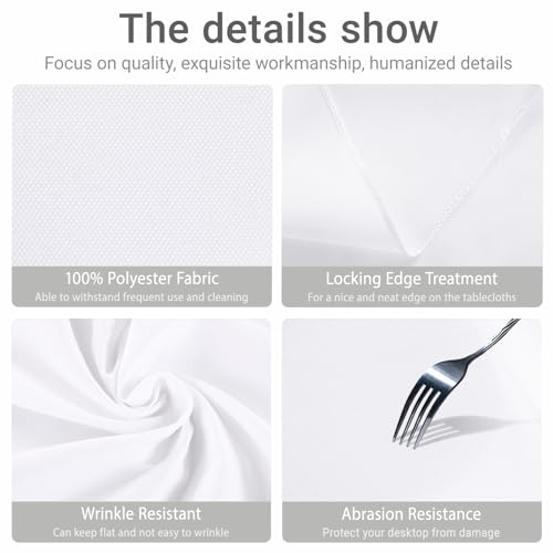 MRJ Polyester Tablecloth 60 X 84 Inch White Rectangle Table Cloth Washable Fabric Table Cover for Restaurant Hotel Wedding - Image 3