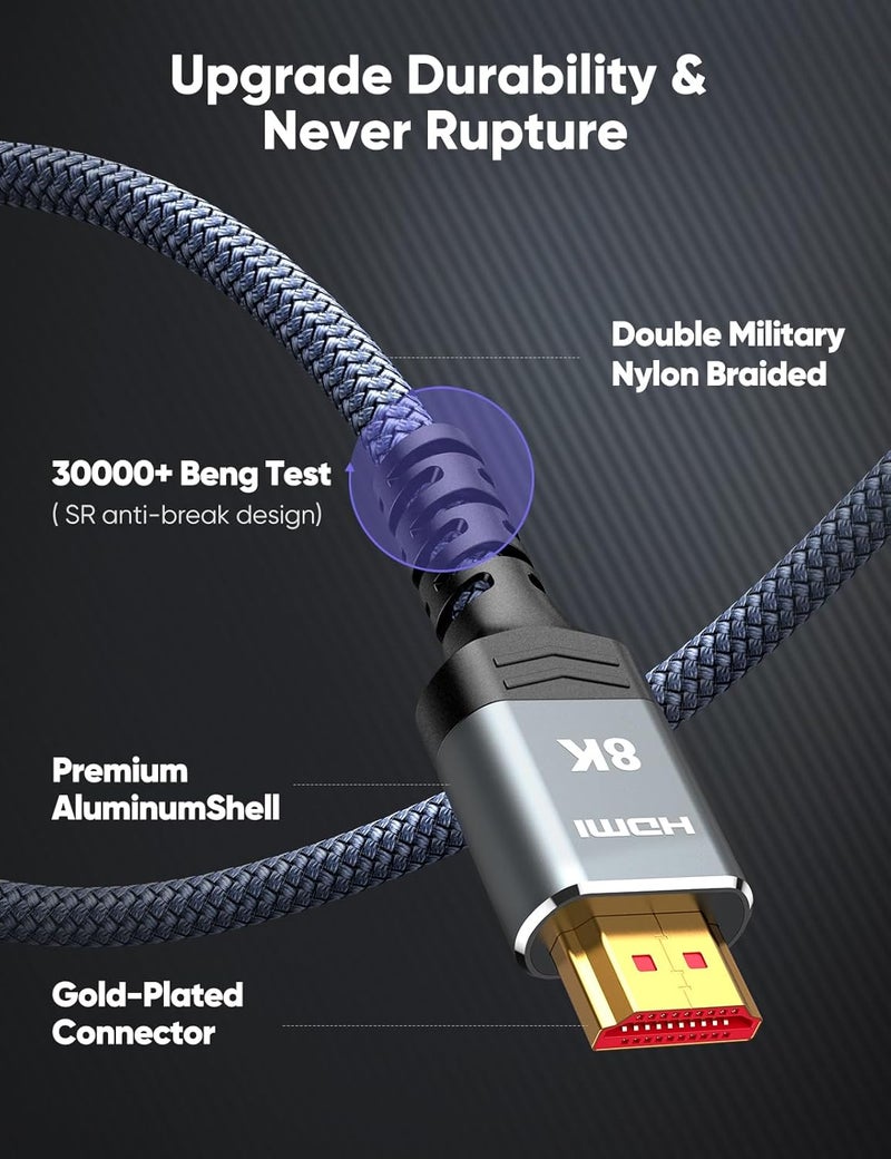 Highwings 10K 8K HDMI 2.1 Cable 2-Pack 6.6FT - Ultra High Speed Slim HDMI Cord - Image 5