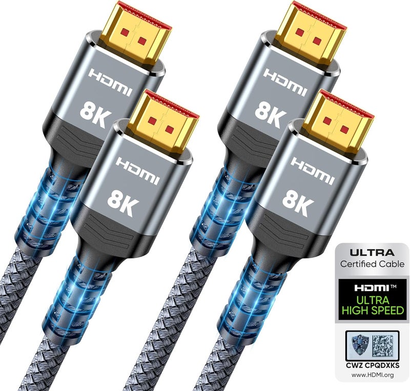 Highwings 10K 8K HDMI 2.1 Cable 2-Pack 6.6FT - Ultra High Speed Slim HDMI Cord - Image 1