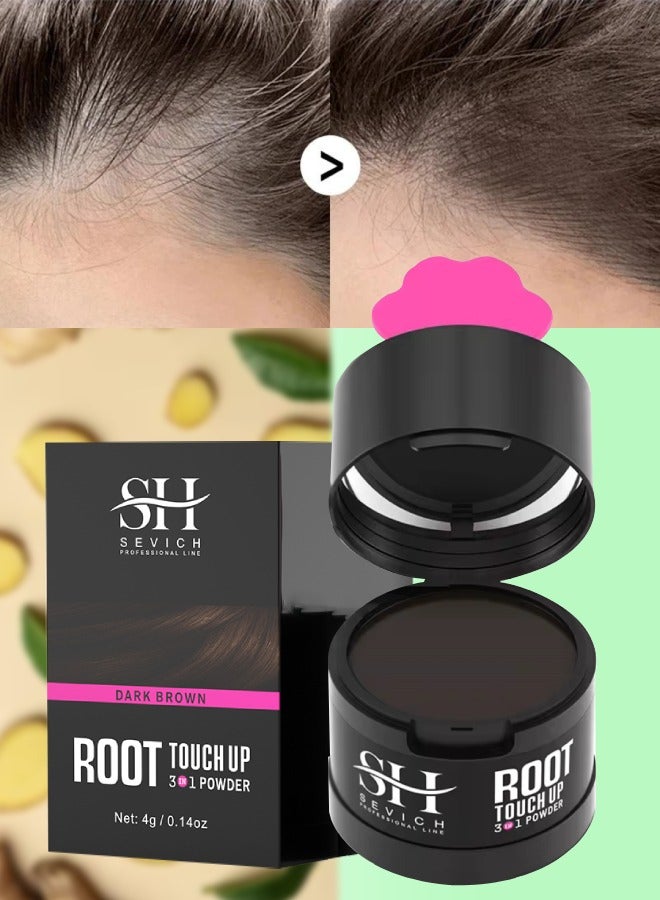 Sevich Hair Root Touch Up Hairline Powder Hair Root Concealer Hair Powder for Hair Root Hair Colour Shadow Cover Grey Hair Beard Root Thin Hair Powder Hair Shadow Powder Dark Brown 4g - Image 1