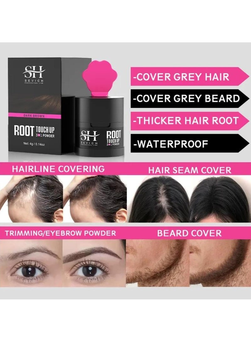 Sevich Hair Root Touch Up Hairline Powder Hair Root Concealer Hair Powder for Hair Root Hair Colour Shadow Cover Grey Hair Beard Root Thin Hair Powder Hair Shadow Powder Dark Brown 4g - Image 5