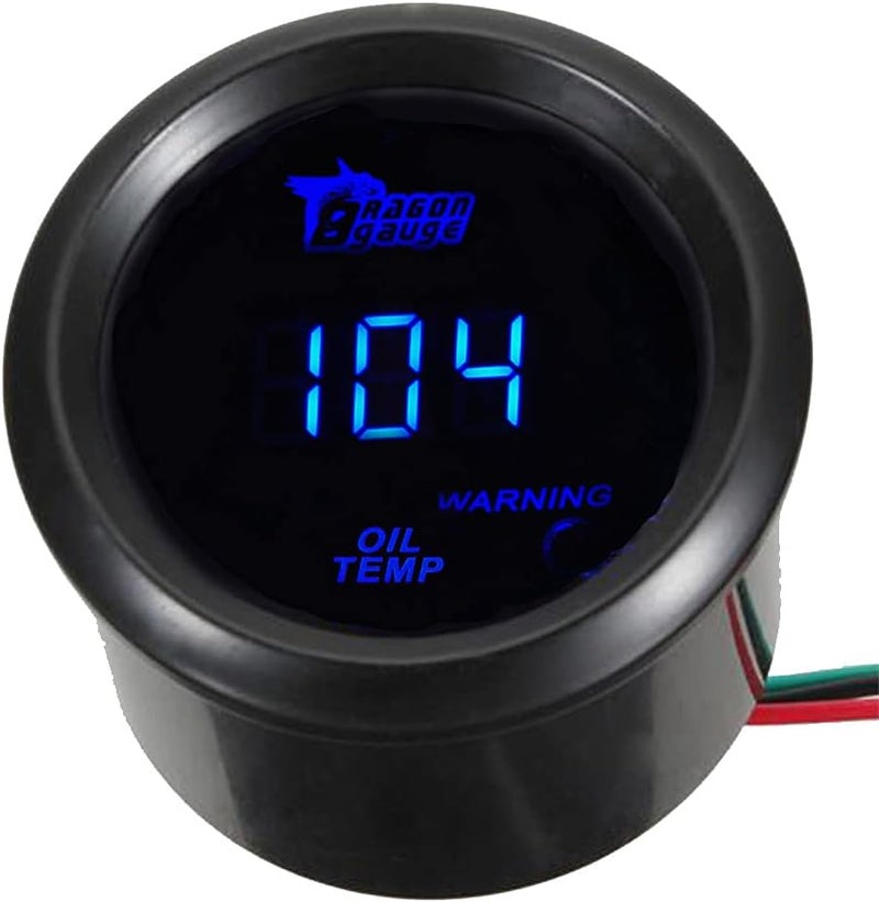 E Support Universal Car Motor 2" 52mm Digital Blue LED Light Display Oil Temp Temperature Gauge Meter Fahrenheit F - Image 1
