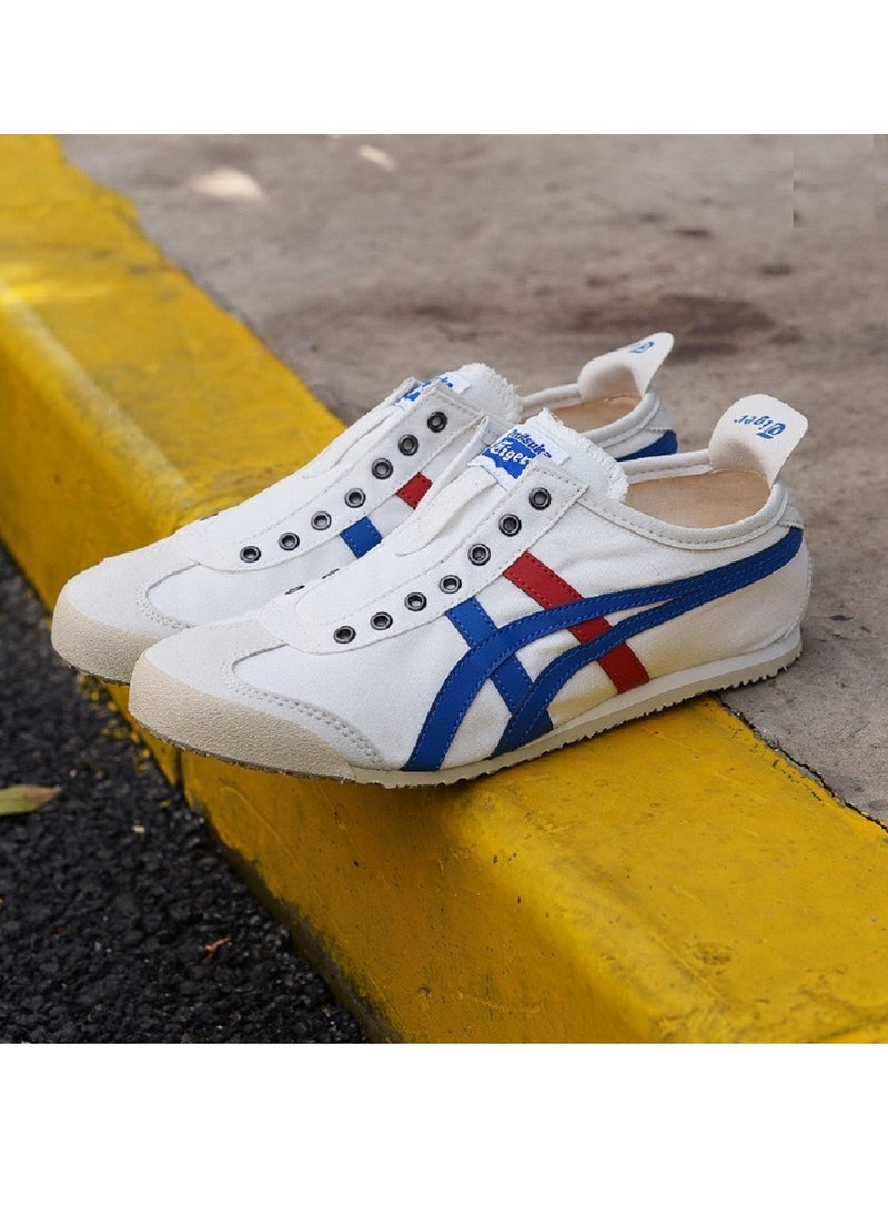 Onitsuka Tiger - MEXICO 66 Slip-On Canvas Casual Colorblock Sneakers White/Blue/Red - Image 1